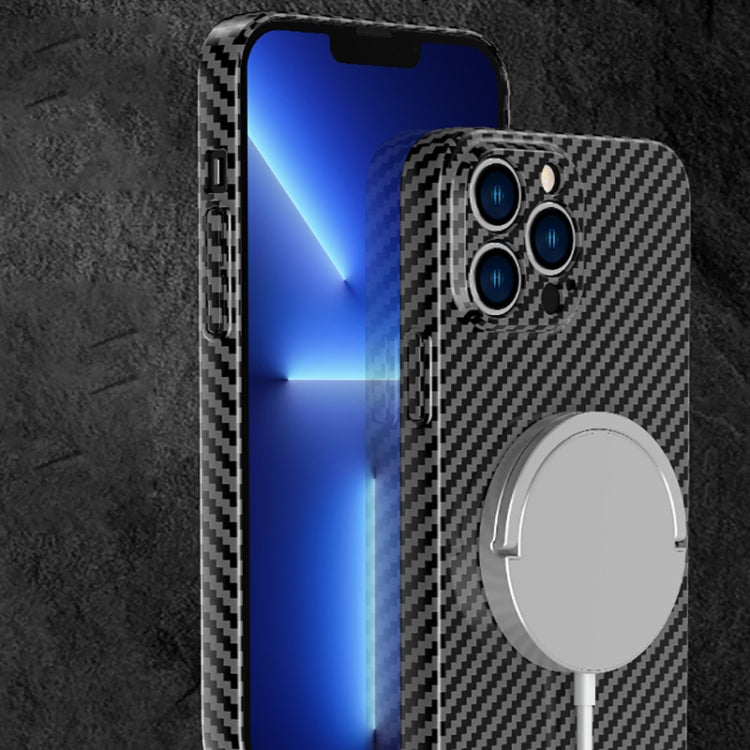 For iPhone 13 Pro Max Carbon Fiber Texture MagSafe Magnetic Phone Case (Black Red) - iPhone 13 Pro Max Cases by buy2fix | Online Shopping UK | buy2fix