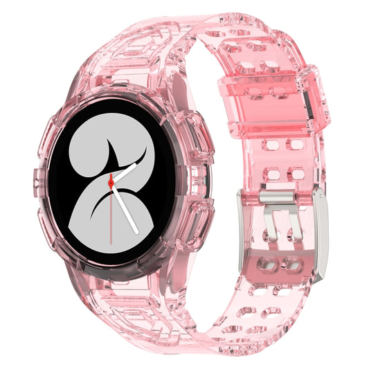 For Samsung Galaxy Watch4 44mm Silicone Integrated Watch Band(Transparent Pink) - Watch Bands by buy2fix | Online Shopping UK | buy2fix