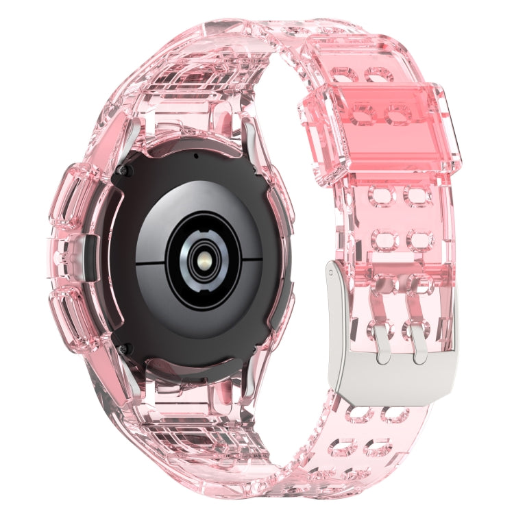 For Samsung Galaxy Watch4 44mm Silicone Integrated Watch Band(Transparent Pink) - Watch Bands by buy2fix | Online Shopping UK | buy2fix