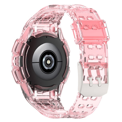 For Samsung Galaxy Watch4 44mm Silicone Integrated Watch Band(Transparent Pink) - Watch Bands by buy2fix | Online Shopping UK | buy2fix