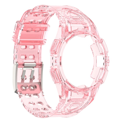 For Samsung Galaxy Watch4 44mm Silicone Integrated Watch Band(Transparent Pink) - Watch Bands by buy2fix | Online Shopping UK | buy2fix