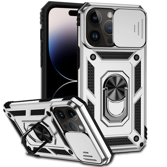 For iPhone 14 Pro Sliding Camshield Holder Phone Case(Silver) - iPhone 14 Pro Cases by buy2fix | Online Shopping UK | buy2fix