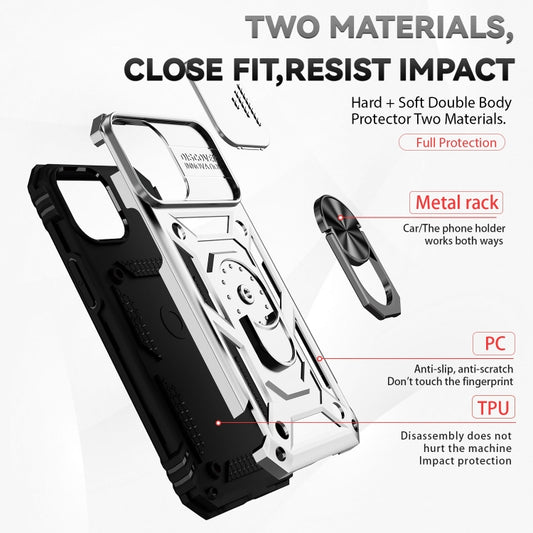 For iPhone 14 Pro Sliding Camshield Holder Phone Case(Silver) - iPhone 14 Pro Cases by buy2fix | Online Shopping UK | buy2fix