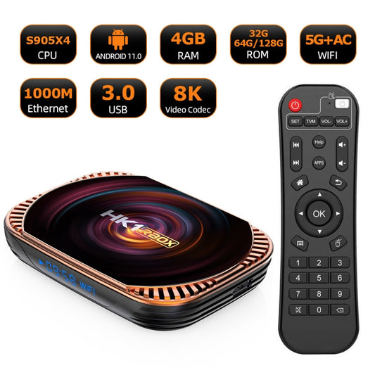 MECOOL HK1RBOX X4 4K TV Box, Android 11 Amlogic S905X4 CPU with RC 4GB+64GB(UK Plug) - Amlogic S905 by MECOOL | Online Shopping UK | buy2fix