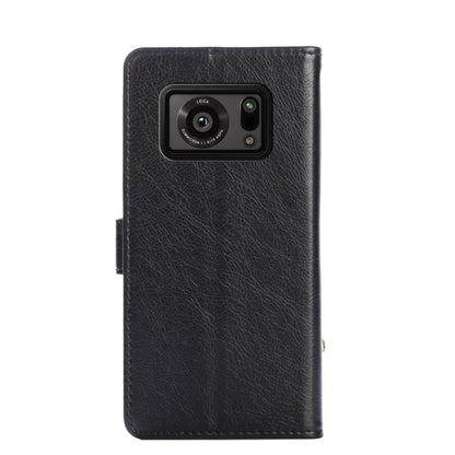 For Sharp Aquos R6 Zipper Bag Leather Phone Case(Black) - More Brand by buy2fix | Online Shopping UK | buy2fix