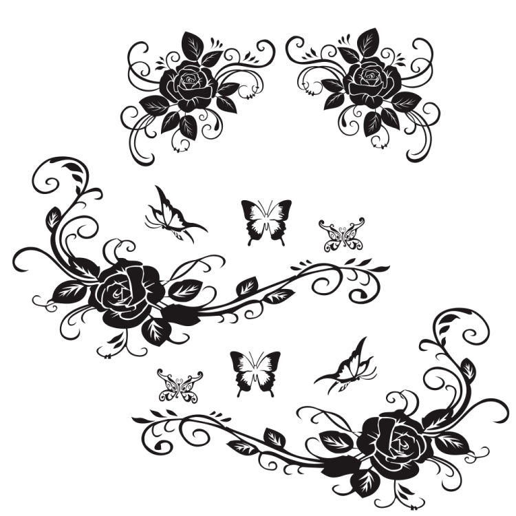 2 PCS/Set D-72 Butterfly Love Flower Pattern Car Modified Decorative Sticker(Black) by buy2fix