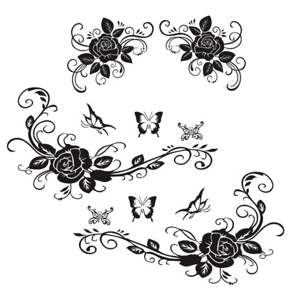 2 PCS/Set D-72 Butterfly Love Flower Pattern Car Modified Decorative Sticker(Black) by buy2fix