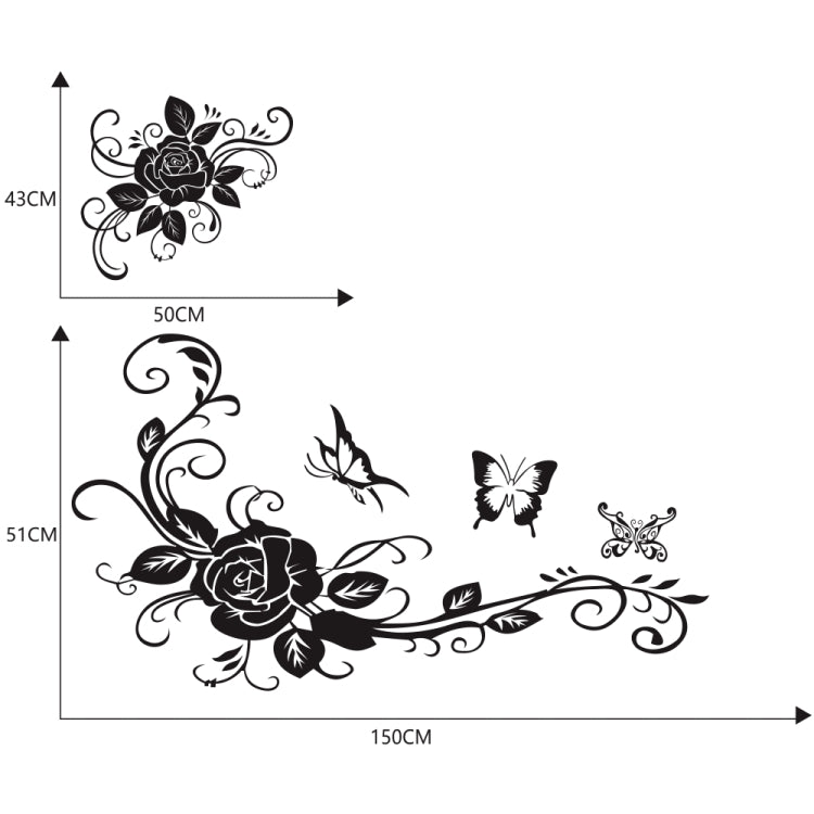 2 PCS/Set D-72 Butterfly Love Flower Pattern Car Modified Decorative Sticker(Black) by buy2fix