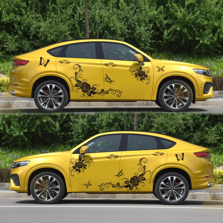 2 PCS/Set D-72 Butterfly Love Flower Pattern Car Modified Decorative Sticker(Black) by buy2fix