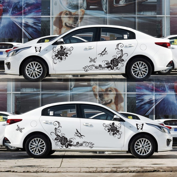2 PCS/Set D-72 Butterfly Love Flower Pattern Car Modified Decorative Sticker(Black) by buy2fix