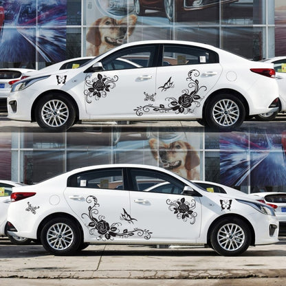 2 PCS/Set D-72 Butterfly Love Flower Pattern Car Modified Decorative Sticker(Black) by buy2fix
