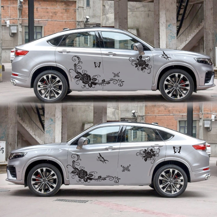 2 PCS/Set D-72 Butterfly Love Flower Pattern Car Modified Decorative Sticker(Black) by buy2fix