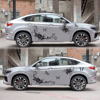 2 PCS/Set D-72 Butterfly Love Flower Pattern Car Modified Decorative Sticker(Black) by buy2fix
