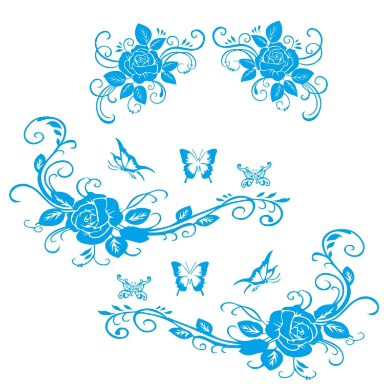2 PCS/Set D-72 Butterfly Love Flower Pattern Car Modified Decorative Sticker(Blue) by buy2fix