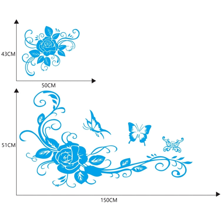 2 PCS/Set D-72 Butterfly Love Flower Pattern Car Modified Decorative Sticker(Blue) by buy2fix