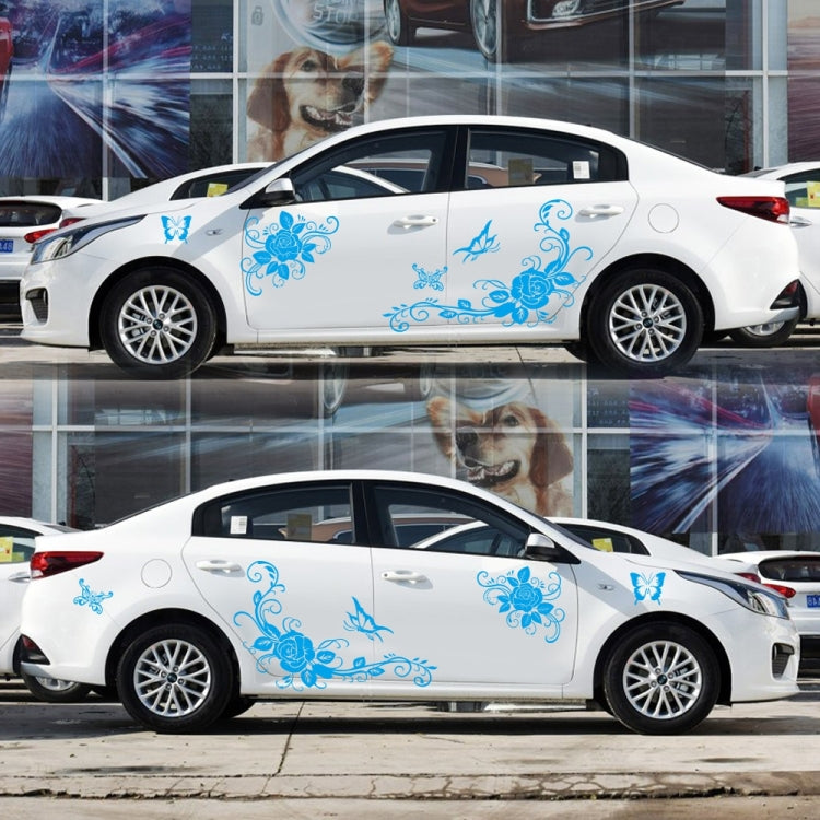 2 PCS/Set D-72 Butterfly Love Flower Pattern Car Modified Decorative Sticker(Blue) by buy2fix