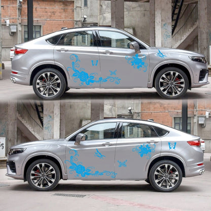 2 PCS/Set D-72 Butterfly Love Flower Pattern Car Modified Decorative Sticker(Blue) by buy2fix