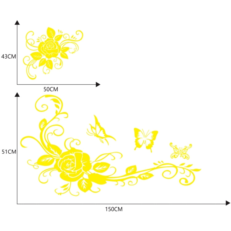 2 PCS/Set D-72 Butterfly Love Flower Pattern Car Modified Decorative Sticker(Yellow) by buy2fix