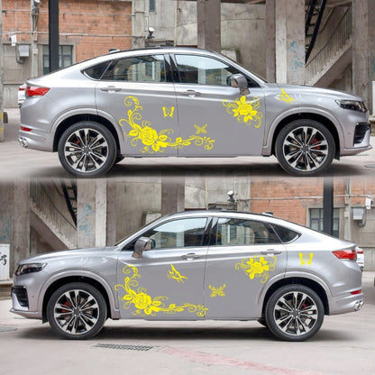 2 PCS/Set D-72 Butterfly Love Flower Pattern Car Modified Decorative Sticker(Yellow) by buy2fix