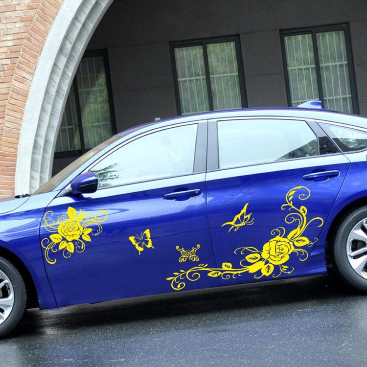 2 PCS/Set D-72 Butterfly Love Flower Pattern Car Modified Decorative Sticker(Yellow) by buy2fix