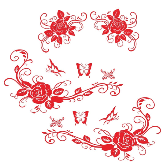 2 PCS/Set D-72 Butterfly Love Flower Pattern Car Modified Decorative Sticker(Red) - Decorative Sticker by buy2fix | Online Shopping UK | buy2fix