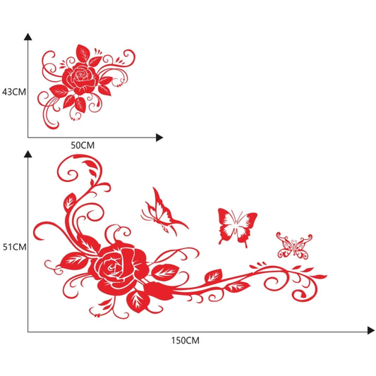 2 PCS/Set D-72 Butterfly Love Flower Pattern Car Modified Decorative Sticker(Red) - Decorative Sticker by buy2fix | Online Shopping UK | buy2fix