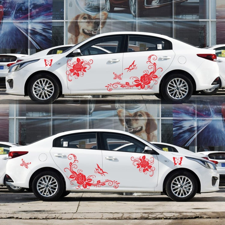 2 PCS/Set D-72 Butterfly Love Flower Pattern Car Modified Decorative Sticker(Red) - Decorative Sticker by buy2fix | Online Shopping UK | buy2fix
