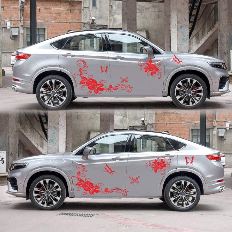2 PCS/Set D-72 Butterfly Love Flower Pattern Car Modified Decorative Sticker(Red) - Decorative Sticker by buy2fix | Online Shopping UK | buy2fix