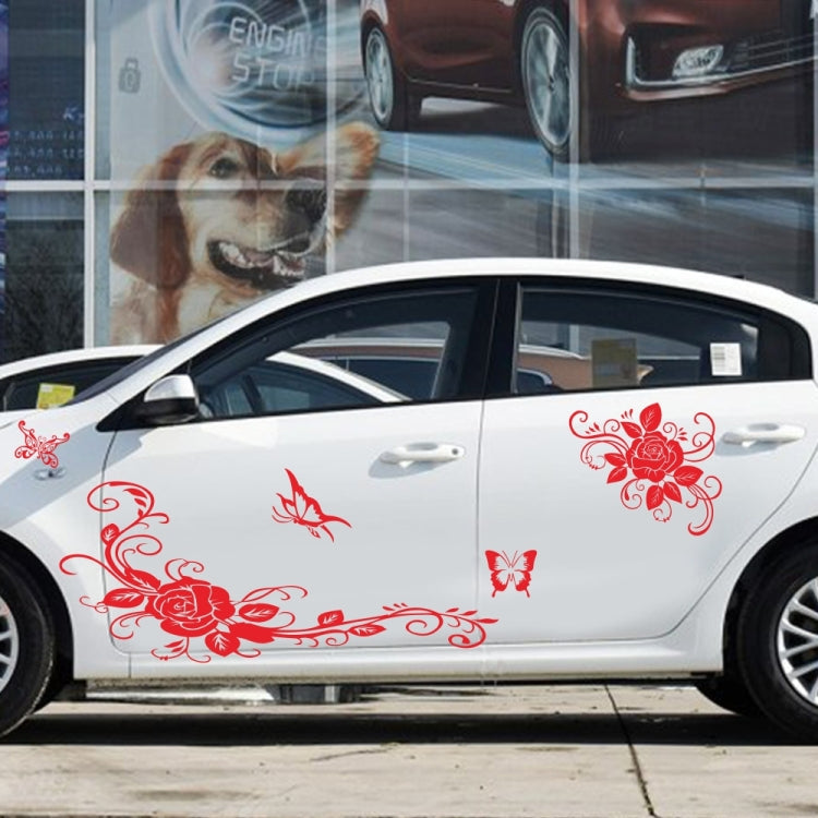 2 PCS/Set D-72 Butterfly Love Flower Pattern Car Modified Decorative Sticker(Red) - Decorative Sticker by buy2fix | Online Shopping UK | buy2fix