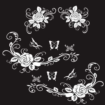 2 PCS/Set D-72 Butterfly Love Flower Pattern Car Modified Decorative Sticker(White) - Decorative Sticker by buy2fix | Online Shopping UK | buy2fix