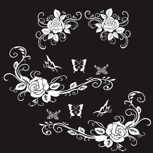 2 PCS/Set D-72 Butterfly Love Flower Pattern Car Modified Decorative Sticker(White) - Decorative Sticker by buy2fix | Online Shopping UK | buy2fix