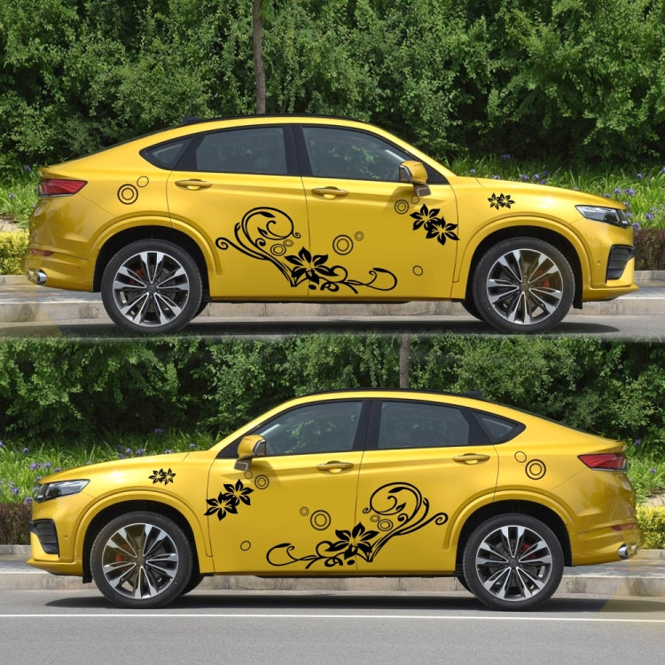 2 PCS/Set D-75 Flower Vine Pattern Car Modified Decorative Sticker(Black) by buy2fix