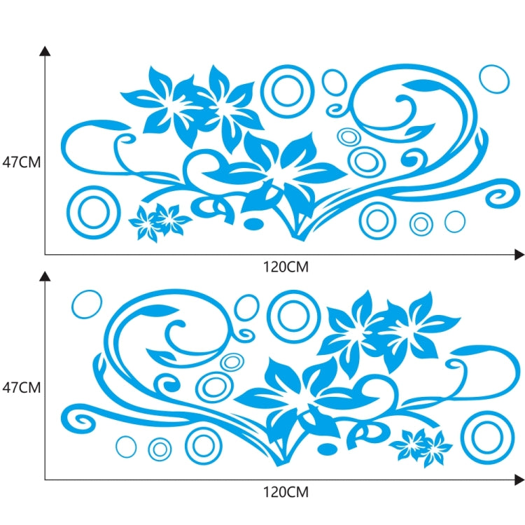 2 PCS/Set D-75 Flower Vine Pattern Car Modified Decorative Sticker(Blue) - Decorative Sticker by buy2fix | Online Shopping UK | buy2fix