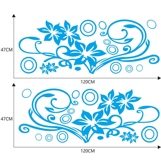 2 PCS/Set D-75 Flower Vine Pattern Car Modified Decorative Sticker(Blue) - Decorative Sticker by buy2fix | Online Shopping UK | buy2fix