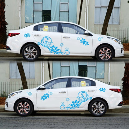 2 PCS/Set D-75 Flower Vine Pattern Car Modified Decorative Sticker(Blue) - Decorative Sticker by buy2fix | Online Shopping UK | buy2fix