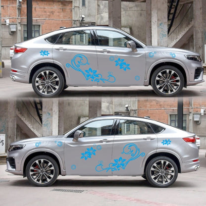 2 PCS/Set D-75 Flower Vine Pattern Car Modified Decorative Sticker(Blue) - Decorative Sticker by buy2fix | Online Shopping UK | buy2fix