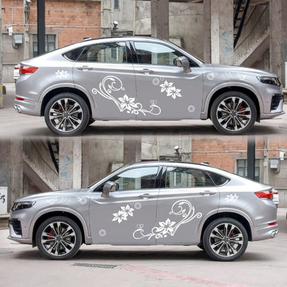2 PCS/Set D-75 Flower Vine Pattern Car Modified Decorative Sticker(Light Grey) by buy2fix