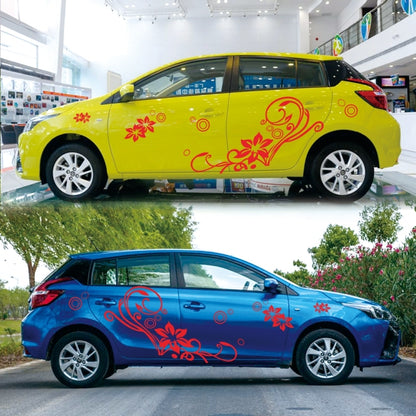2 PCS/Set D-75 Flower Vine Pattern Car Modified Decorative Sticker(Red) - Decorative Sticker by buy2fix | Online Shopping UK | buy2fix