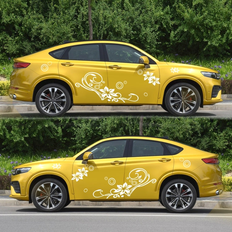 2 PCS/Set D-75 Flower Vine Pattern Car Modified Decorative Sticker(White) by buy2fix