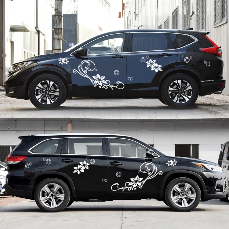 2 PCS/Set D-75 Flower Vine Pattern Car Modified Decorative Sticker(White) by buy2fix