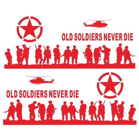 2 PCS/Set D-84 Old Soldiers Pattern Car Modified Decorative Sticker(Red) - Decorative Sticker by buy2fix | Online Shopping UK | buy2fix