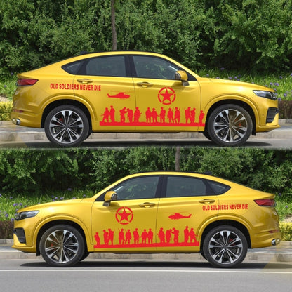 2 PCS/Set D-84 Old Soldiers Pattern Car Modified Decorative Sticker(Red) - Decorative Sticker by buy2fix | Online Shopping UK | buy2fix