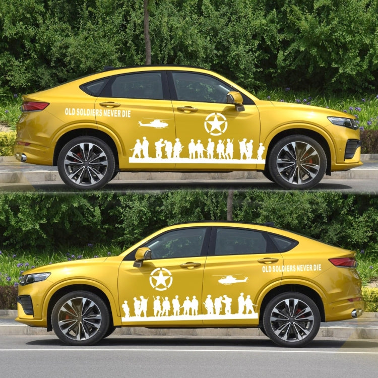 2 PCS/Set D-84 Old Soldiers Pattern Car Modified Decorative Sticker(White) by buy2fix