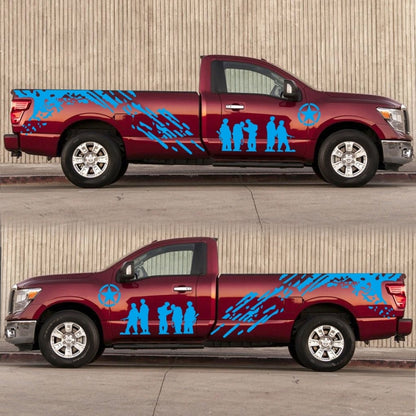 2 PCS/Set D-123 Soldiers Pattern Car Modified Decorative Sticker(Blue) by buy2fix