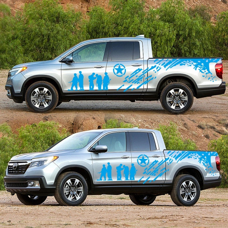 2 PCS/Set D-123 Soldiers Pattern Car Modified Decorative Sticker(Blue) by buy2fix