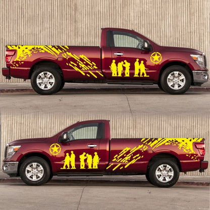 2 PCS/Set D-123 Soldiers Pattern Car Modified Decorative Sticker(Yellow) by buy2fix
