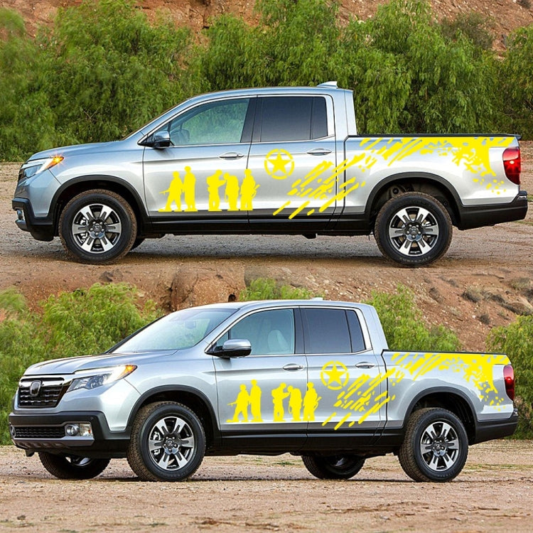 2 PCS/Set D-123 Soldiers Pattern Car Modified Decorative Sticker(Yellow) by buy2fix