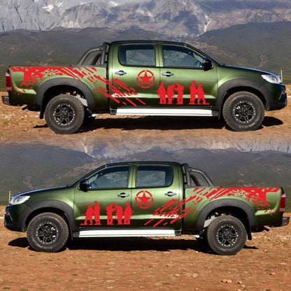 2 PCS/Set D-123 Soldiers Pattern Car Modified Decorative Sticker(Red) by buy2fix