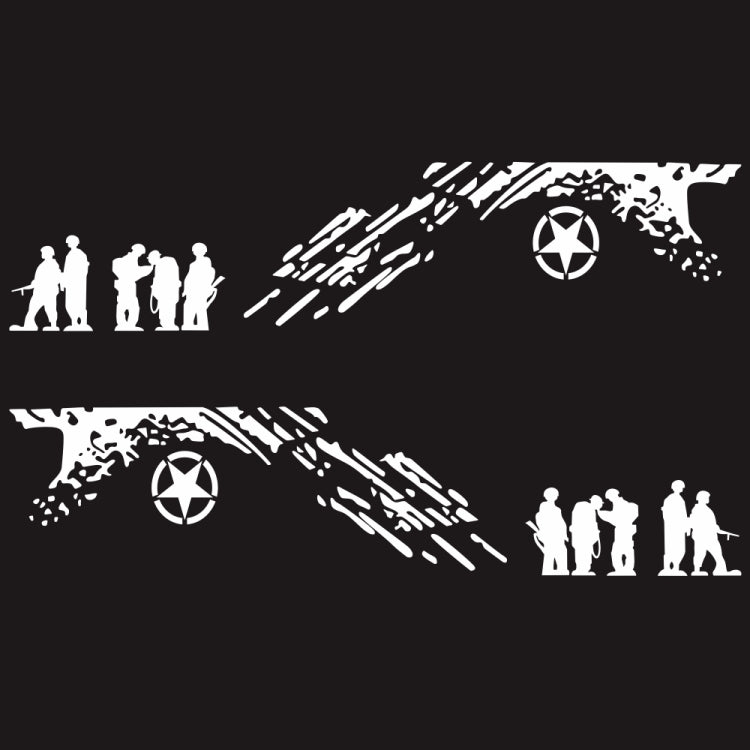 2 PCS/Set D-123 Soldiers Pattern Car Modified Decorative Sticker(White) - Decorative Sticker by buy2fix | Online Shopping UK | buy2fix