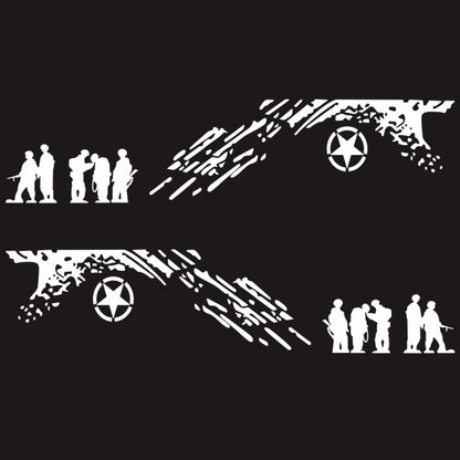 2 PCS/Set D-123 Soldiers Pattern Car Modified Decorative Sticker(White) - Decorative Sticker by buy2fix | Online Shopping UK | buy2fix